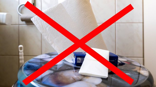 Küchenrolle und Taschentücher nicht ins WC Küchenrolle und Taschentücher nicht ins WC